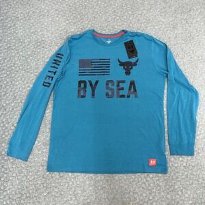 Under Armour Shirt Mens XL Blue Project Rock By Sea Long Sleeve Graphic Loose